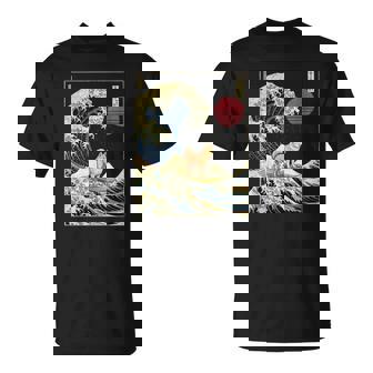 柴犬 日本の神奈川波 おもしろサーフドッグ Tシャツ - Kawaiitshirt