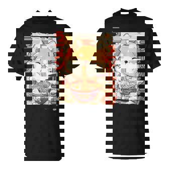 柴犬好きラーメン カワイイ猫柴犬犬ラーメン Tシャツ - Kawaiitshirt