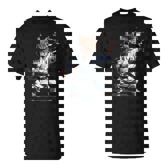 格闘技 猫 空手 黒帯 おもしろ戦闘機 Tシャツ - Kawaiitshirt