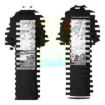 桜の花 ジャパニーズ・ヴィンテージ・アート 歌川 広重 隅田川水神の森真崎 名所江戸百景 Tシャツ - Kawaiitshirt