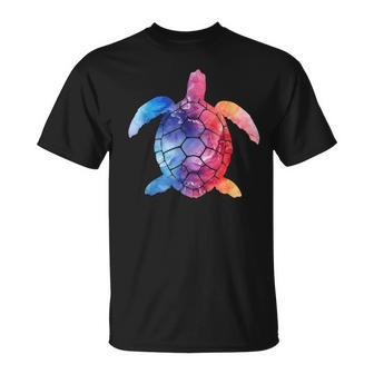 水彩画のようなウミガメのシルエット Tシャツ - Kawaiitshirt