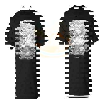 温泉 風呂 子猫 ペット好き 日本画 かわいい 猫 Tシャツ - Kawaiitshirt