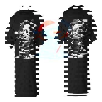 漫画 アイスホッケーパック 雪だるま サンタ帽子付き クリスマス Tシャツ - Kawaiitshirt