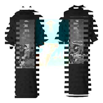 牛とufo ヴィンテージ 面白い アート レトロ グラフィック Tシャツ - Kawaiitshirt