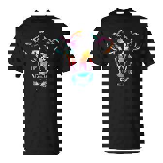 牛のアートヘッドギフト水彩画 Tシャツ - Kawaiitshirt