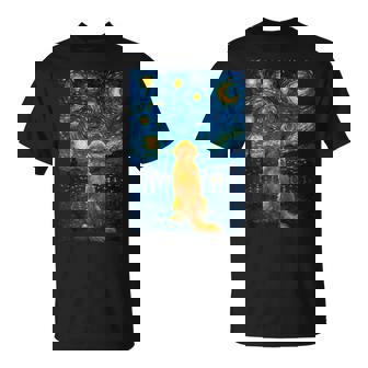 犬 天体観測 ゴッホ 夜空 ゴールデンレトリバー ラブラドール Tシャツ - Kawaiitshirt