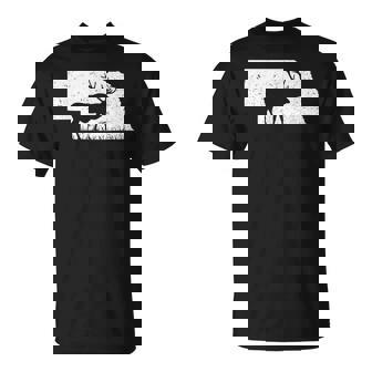 狩猟ヘラジカまたはワピティ ネブラスカ地図アートハンター Tシャツ - Kawaiitshirt