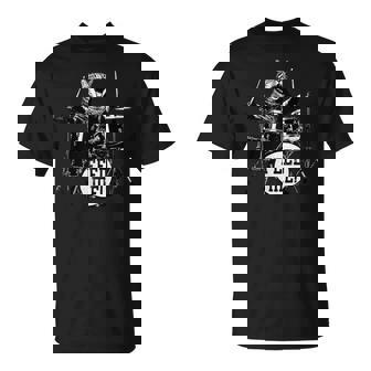 猫 ロックンロール パンク バンド 猫柄 猫好き Rock 面白い おしゃれ かっこいい 大きいサイズ Catdrum Tシャツ - Kawaiitshirt