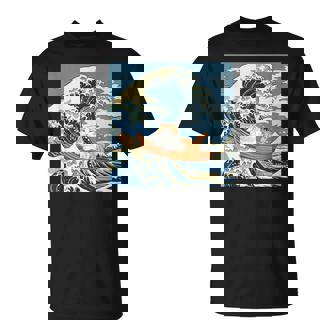 猫 葛飾北斎 神奈川沖浪裏 ネタ 冗談 ギャグ かわいい Tシャツ - Kawaiitshirt