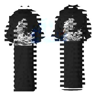 猫がサーフィンをする神奈川の大波 面白い猫の波 かわいい猫、猫好き、かわいい猫 Tシャツ - Kawaiitshirt