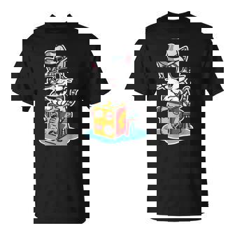 猫が奏でるカホン楽器 Tシャツ - Kawaiitshirt