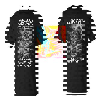 猫のために働いています レトロビーチスタイル猫 面白い Tシャツ - Kawaiitshirt