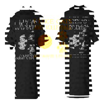 猫やバレーボールが好きで、3人もいるかもしれません。 Tシャツ - Kawaiitshirt