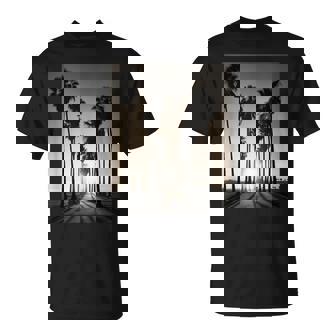 白黒写真 ヤシの木の夕日 ビンテージ写真 Tシャツ - Kawaiitshirt