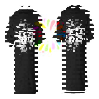 福岡 漢字 お土産 カラフル 祭り 花火風 Tシャツ - Kawaiitshirt