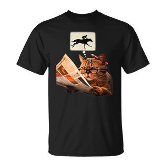 競馬 猫 ネコ 面白いtシャツ 馬tシャツ ウマ レース 馬 乗馬 メンズ おもしろグッズ ネタ 大人 男性 Tシャツ - Kawaiitshirt