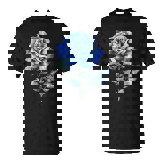 美しいブルーローズフローラルブルーフラワー Tシャツ - Kawaiitshirt