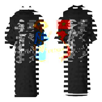 美しい笑顔のベトナムの女の子、旗とベトナムの地図 Tシャツ - Kawaiitshirt