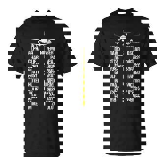 航空機 フォネティック アルファベットコード パイロット 飛行機 航空機 Tシャツ - Kawaiitshirt