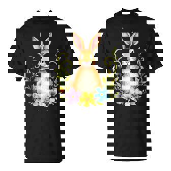 花と葉を持つ愛らしいウサギ 自然デザイン Tシャツ - Kawaiitshirt