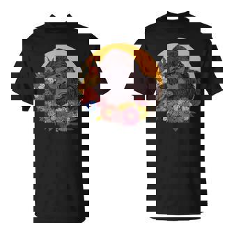 花のイラストとゴリラ Tシャツ - Kawaiitshirt