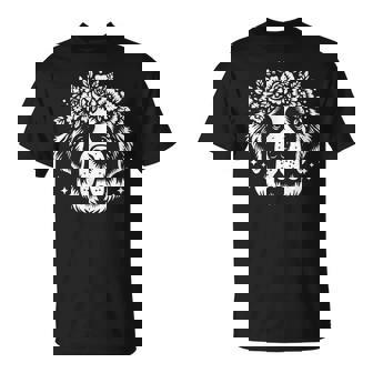 花のセントバーナード犬の花のグラフィック デザイン Tシャツ - Kawaiitshirt