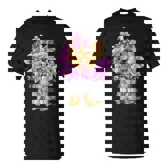 花を持つヨークシャー テリア Tシャツ - Kawaiitshirt