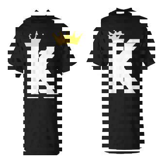 英文字 K 大文字 アルファベット モノグラム イニシャル キング クイーン クラウン Tシャツ - Kawaiitshirt