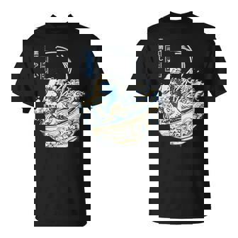 葛飾 北斎 神奈川沖浪裏 有名なヴィンテージアート ラーメン好き ラーメンオタク ラーメン 面白い ネタ ごはん 飯 麺 Tシャツ - Kawaiitshirt