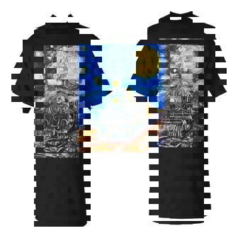 蒸気機関 蒸気機関車 ヴィンテージ ゴッホ 機関車 列車 Tシャツ - Kawaiitshirt