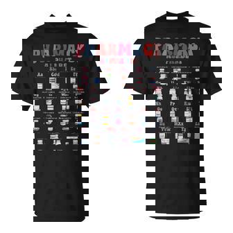 薬局 アルファベット 薬剤師 技術者 薬 看護師 ピル Tシャツ - Kawaiitshirt