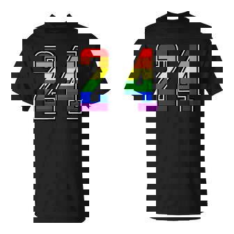 虹 24チーム短期大学スポーツレインボーカラー番号制ユニフォーム Tシャツ - Kawaiitshirt