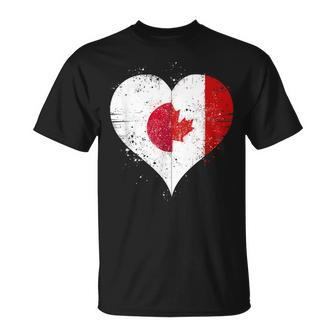 誇り高き日系カナダ人を想うビンテージスタイルのクールなカナダ国旗と日本国旗 Tシャツ - Kawaiitshirt