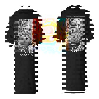 路面電車 Tram かわいい乗り物 おもちゃの乗り物 漫画風電車 鉄道ファン 鉄道旅行 鉄道模型ファン 鉄道風景 Tシャツ - Kawaiitshirt