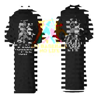 野球 面白いtシャツ おもしろ 文字入り 服 No Baseball No Life ベースボール 文字 ネタ メンズ Tシャツ - Kawaiitshirt