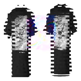 銀河 宇宙飛行士 猫 乗馬 虹 シャーク Tシャツ - Kawaiitshirt