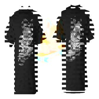 面白い フレンチブルドッグ スケートボード スケーター 犬 イングリッシュドッグ Tシャツ - Kawaiitshirt