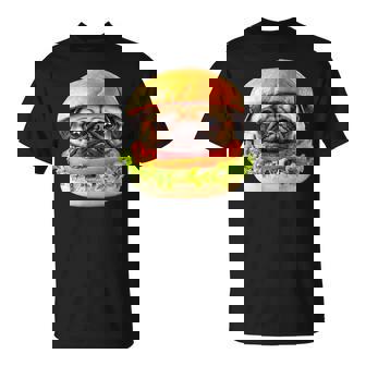 面白いtシャツ パグ 犬 ハンバーガー メンズ 犬好き グッズ かわいい おもしろ 面白い 服 ネタ Tシャツ - Kawaiitshirt