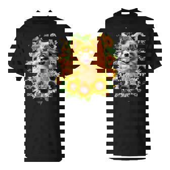 面白いtシャツ ポメラニアン ひまわり わんこ メンズ 犬好き グッズ かわいい おもしろ 面白い 服 ネタ Tシャツ - Kawaiitshirt