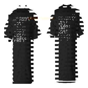 面白いコーディングシャツ Java 再帰 Eat Codeleep Repeat Tシャツ - Kawaiitshirt