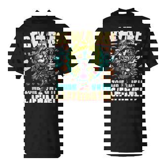 面白いコーヒーゾンビガール、カフェインが入るまでゾンビに注意 Tシャツ - Kawaiitshirt