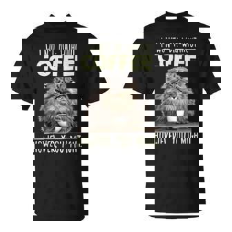 面白いパラス キャット コーヒー ドリンカー T コーヒー愛好家 マヌルネコ Tシャツ - Kawaiitshirt