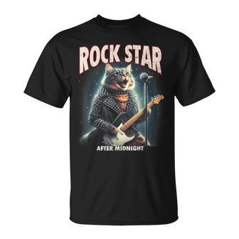 面白い猫 ギタリスト エレクトリックギター ロックスター 猫 Tシャツ - Kawaiitshirt