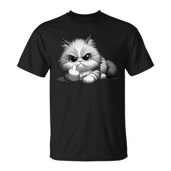 面白い猫 中指 皮肉 いたずらな 発言 Tシャツ - Kawaiitshirt