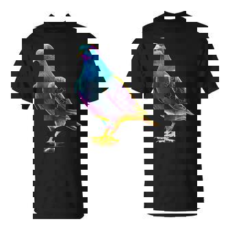 鳩 カラフル 動物 動物園 アートワーク 鳩 Tシャツ - Kawaiitshirt