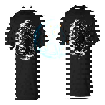 黒猫 三日月 セーラームーンフェイズ 占星術 ペット愛好家 Tシャツ - Kawaiitshirt