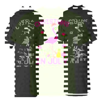 Christmas In July Pink Flamingo T-Shirt - Thegiftio UK