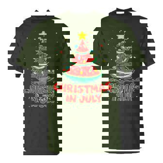 Christmas In July Watermelon Tree Beach Summer Hawaii T-Shirt - Monsterry