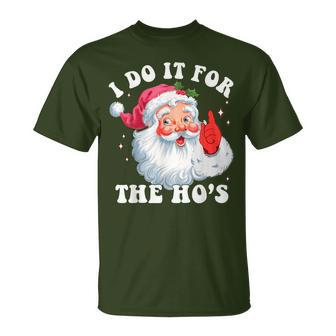 I Do It For The Hos Christmas Groovy Santa Face T-Shirt - Thegiftio UK