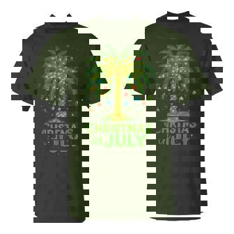 Palm Tree Lights Beach Summer Vacation Christmas In July T-Shirt - Thegiftio UK